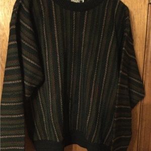 Vintage Sutter & Grant Navy Multi Colored 90’s Textured Sweater Mens Medium